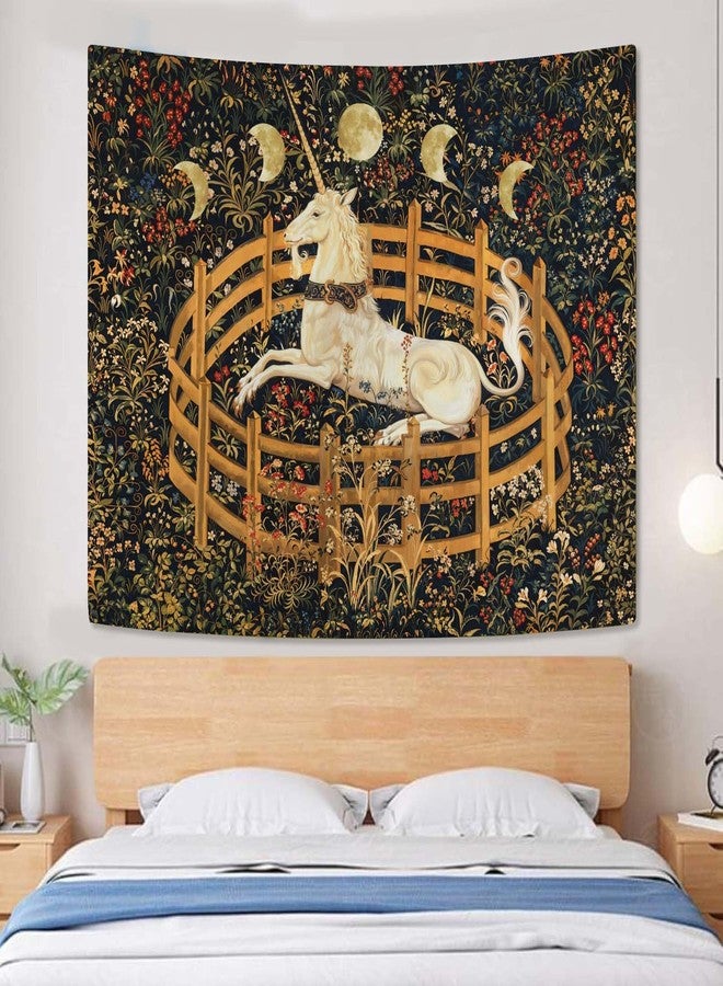 Yeoiat Unicorn Tapestry Medieval Wall Tapestry, Moon Tapestries for Bedroom Art Tapestries Wall Hanging for Bedroom Living Room 44"x60" - Image 4